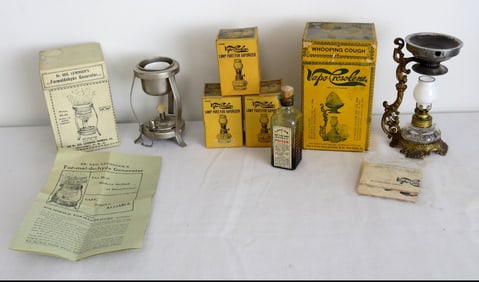 Victorian Era Vapo-Cresoline Lamps and Accessories