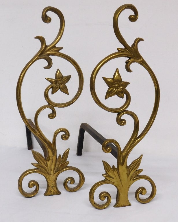 Pair of Figural Brass Art Nouveau Style Andirons (1 of 3)