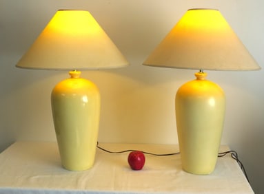Two Banana Yellow Custard Post Modern Alsy Table Lamps