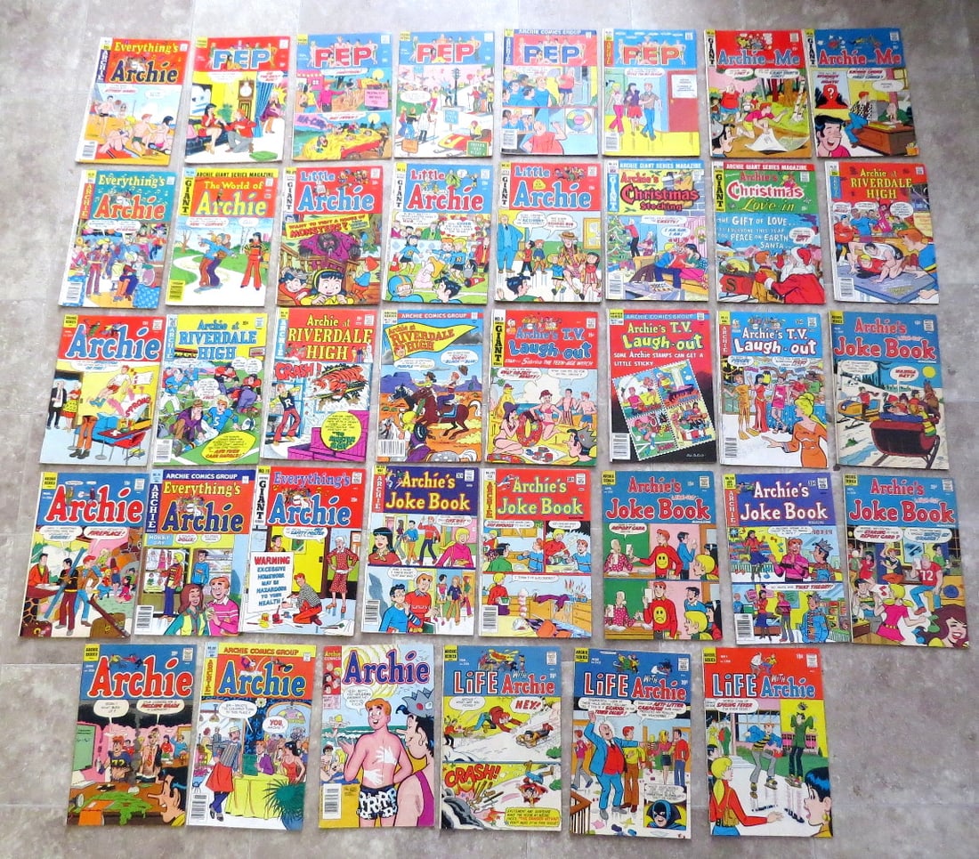 Archie Comics: Arichie & PEP Titles Early Bronze Age: 38 Archie Comics, variety of titles all early 1970's. The Archie Series seems to have an almost endless variety of titles within it, as can be seen here. Most very clean, even gradable. Note - We did