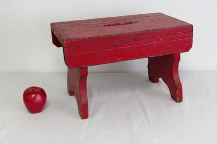 A Country Red Painted Stool