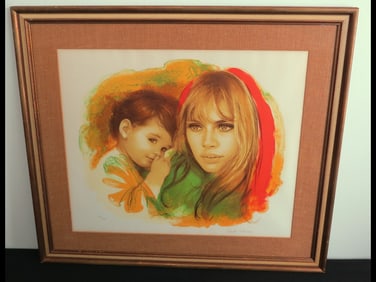 Sandu Liberman (Romanian 1923-1977) Limited Ed Signed Litho Woman w/Child