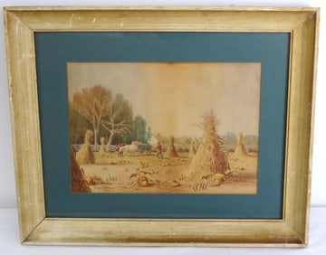 Clinton Loveridge (American, 1838-1915) Watercolor of the Fall Harvest