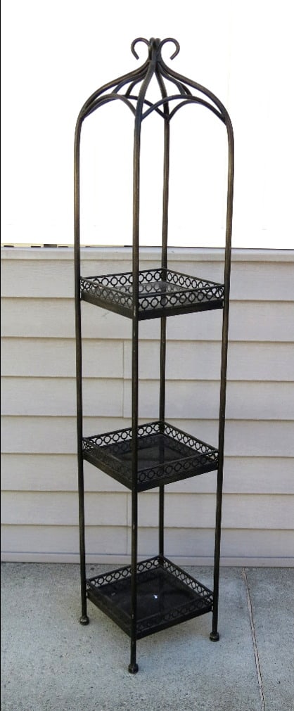 A Wrought Iron & Black Granite Topiary Plant Stand (1 of 3)