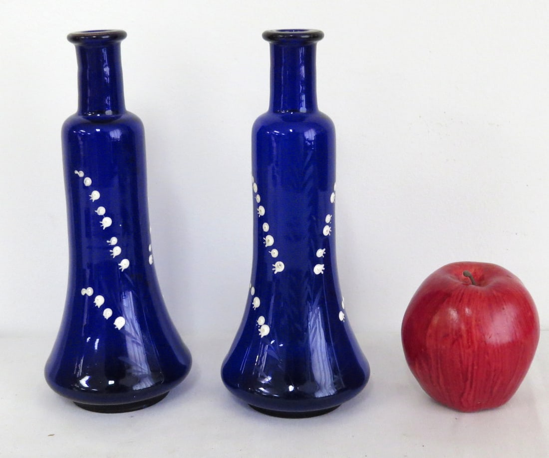 Pair of Late 19th C. Cobalt Enamel Barber Bottles / Colognes (1 of 10)