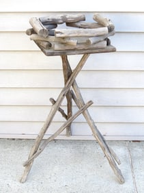 An Adirondack 3 Legged Twig Stand With Great Patina