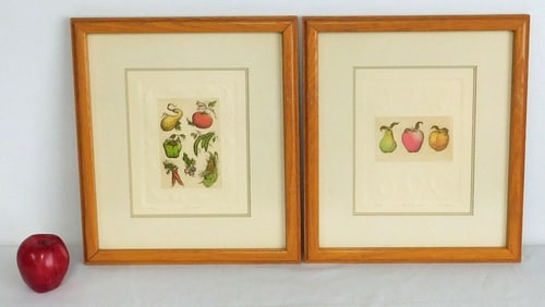 Two R.H. Beadeau (Active, Rhode Island) Hand Colored Framed Etchings