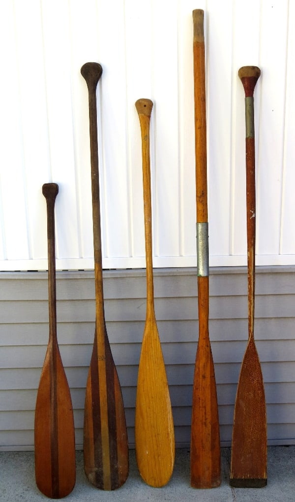 Lot of 5 Antique Wooden Oars Including Olde Towne Canoe (1 of 7)