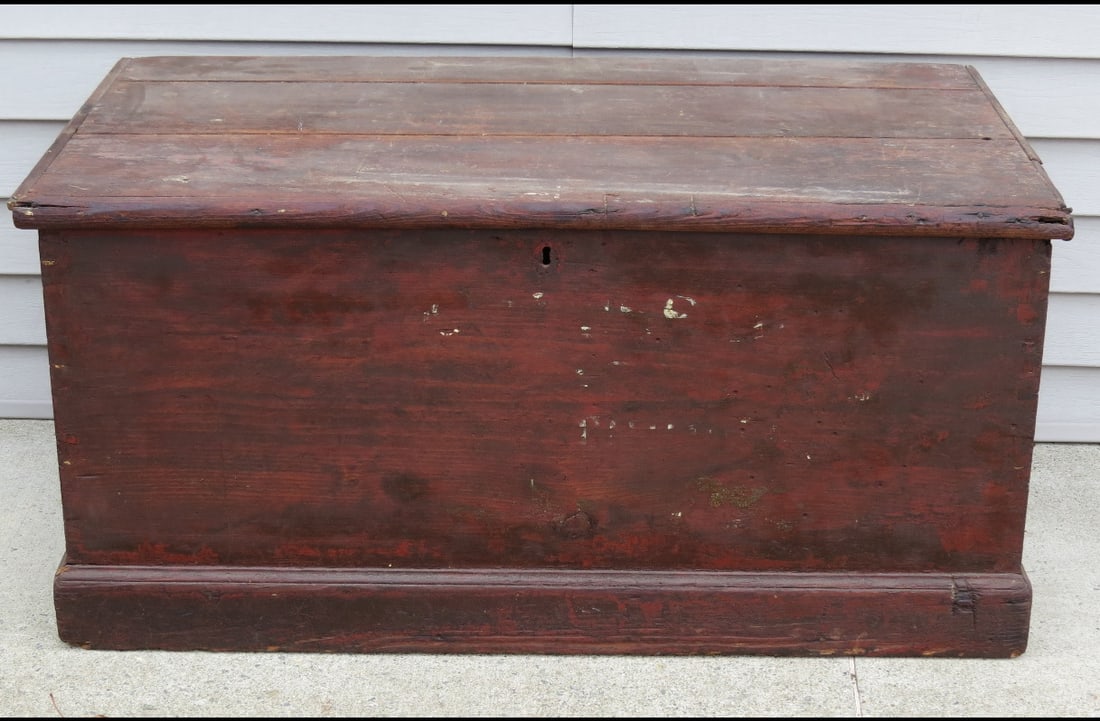 Early 19th C. Blanket Chest in Old Red Paint (1 of 12)