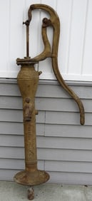 Antique Mustard Color 19th C. Cast Iron Rumsey Co, Seneca Falls, NY Well Pump