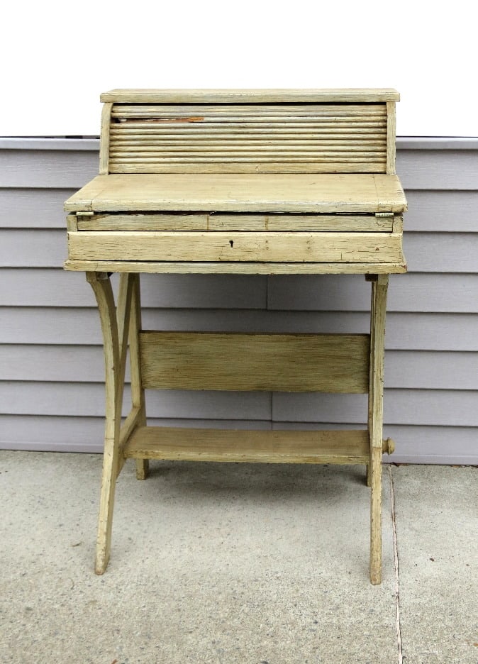 Country Painted Tambour Writing Desk (1 of 6)