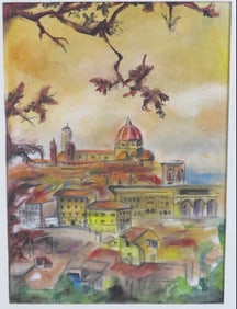 A Framed Watercolor of The Florence Cathedral, Italy