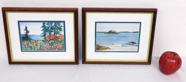 Anne Kilham (1937-2021, Maine) Two Prints Rockport, ME Shoreline Scenes