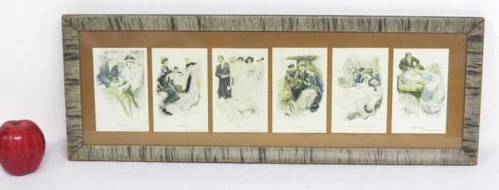 C.1900 Charles Scribner Sons Series of 6 Postcards - The Proposal to The Birth