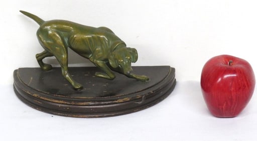 A Period Hunting Dog Bronze on Demilune Base Late 19th/Early 20th C
