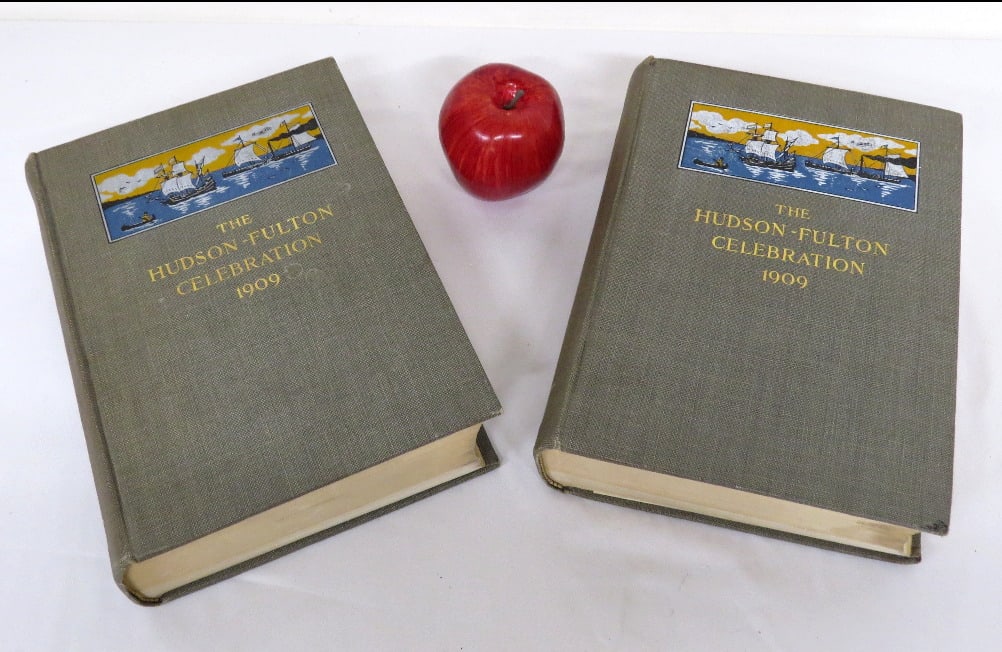 Two Vol. Set - Hudson/Fulton Celebration 1909: Two volumes Hudson-Fulton Celebration for 1909 in good shape, gift inscription c.1914 noted inside. A tremendous # of illustrations in both B&W and color.
