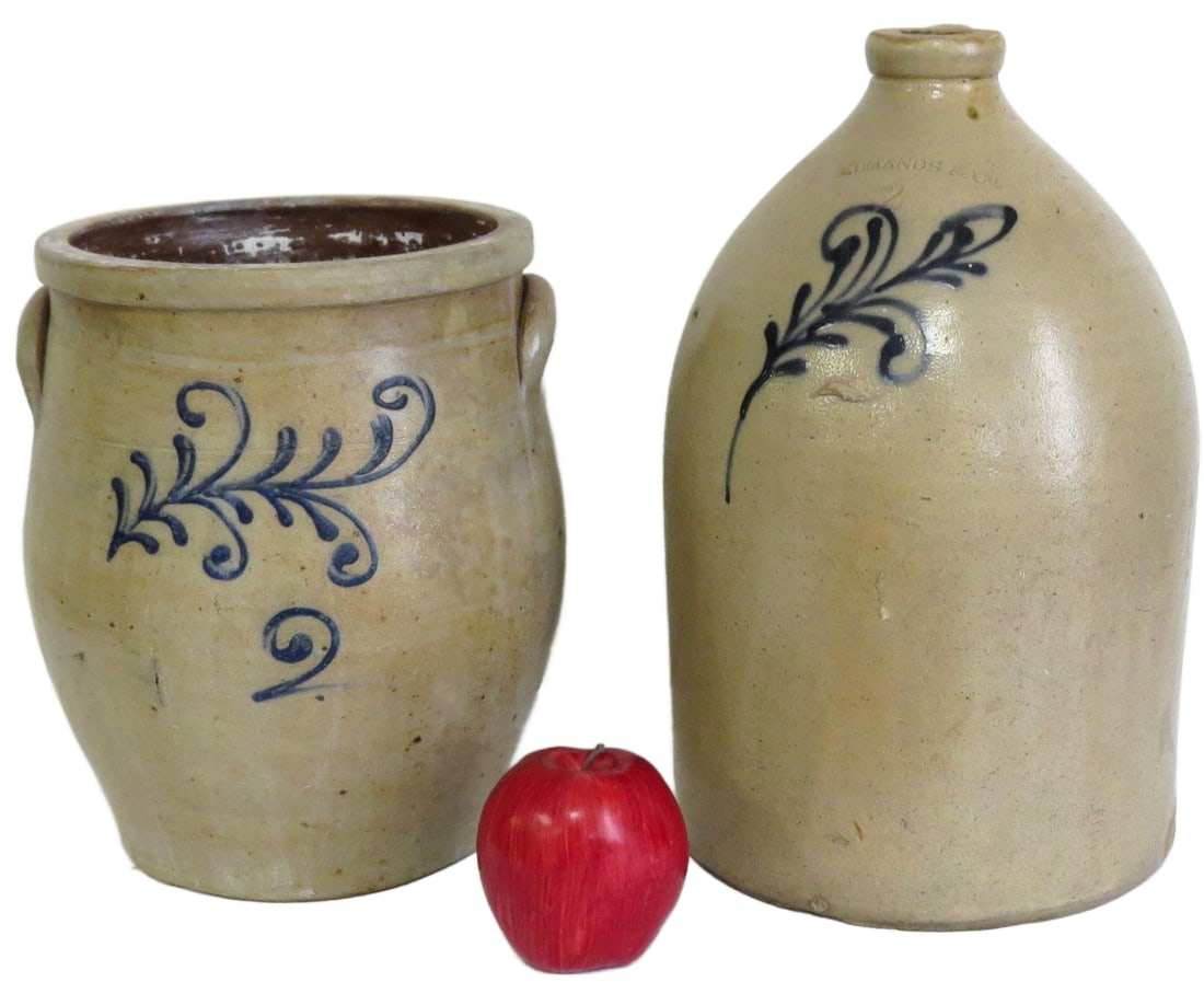 Two Edmand's & Co. Charlestown, Mass Stoneware Ovoid Crock & Jug (1 of 10)