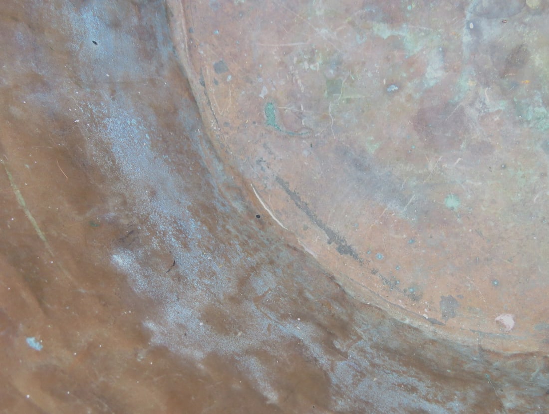 19th C. Solid Copper Sap Boiling Kettle w/Blacksmith Forged Handle - 3