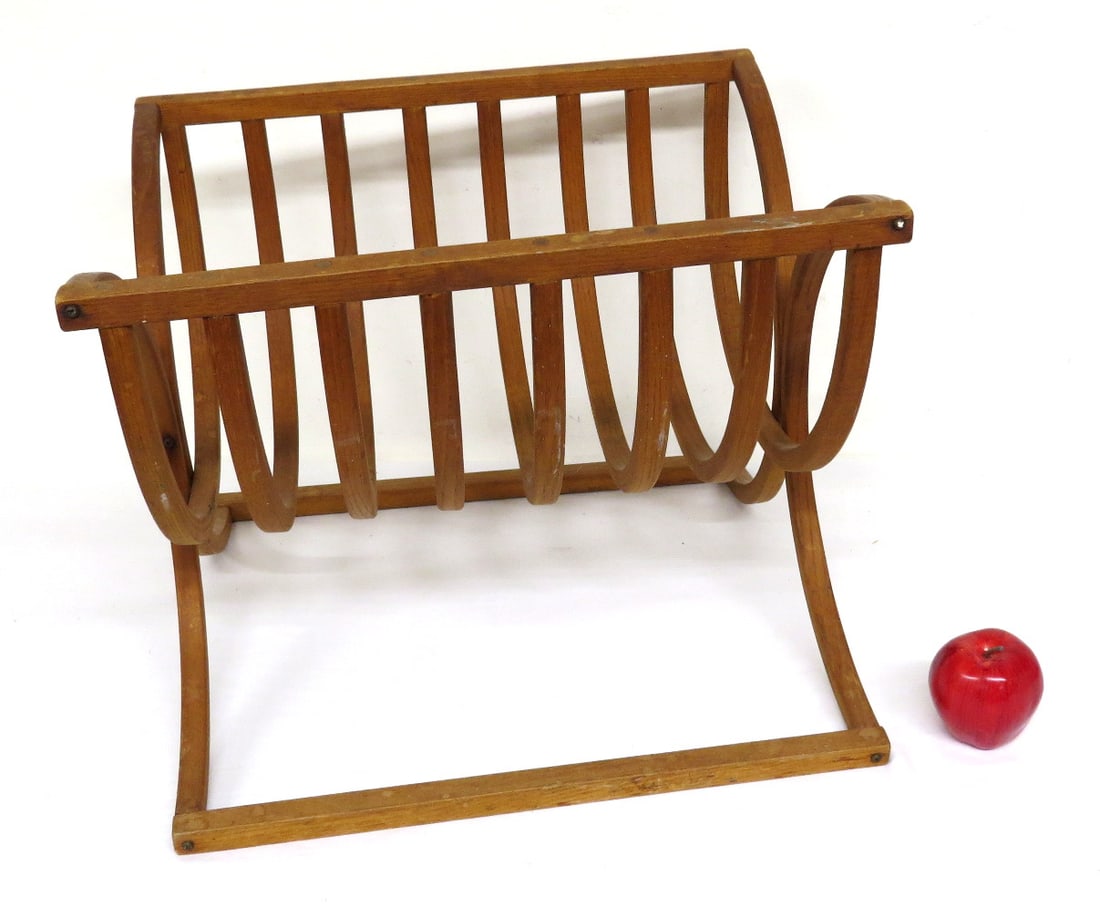 Vintage MCM Vermont Tubbs Bentwood Magazine or Firewood Rack: Vermont Tubbs Bentwood Magazine or Firewood Rack, 20" wide, 16" height, 20" width