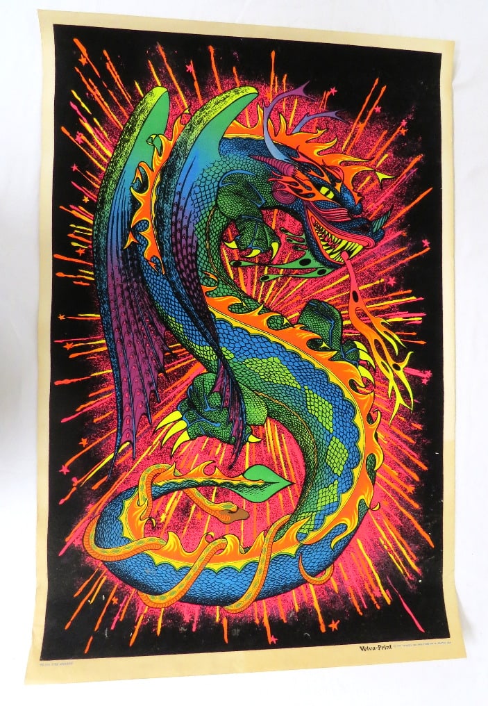 Vintage Fire Dragon 1972 Blacklight Poster by Velva Print (1 of 4)