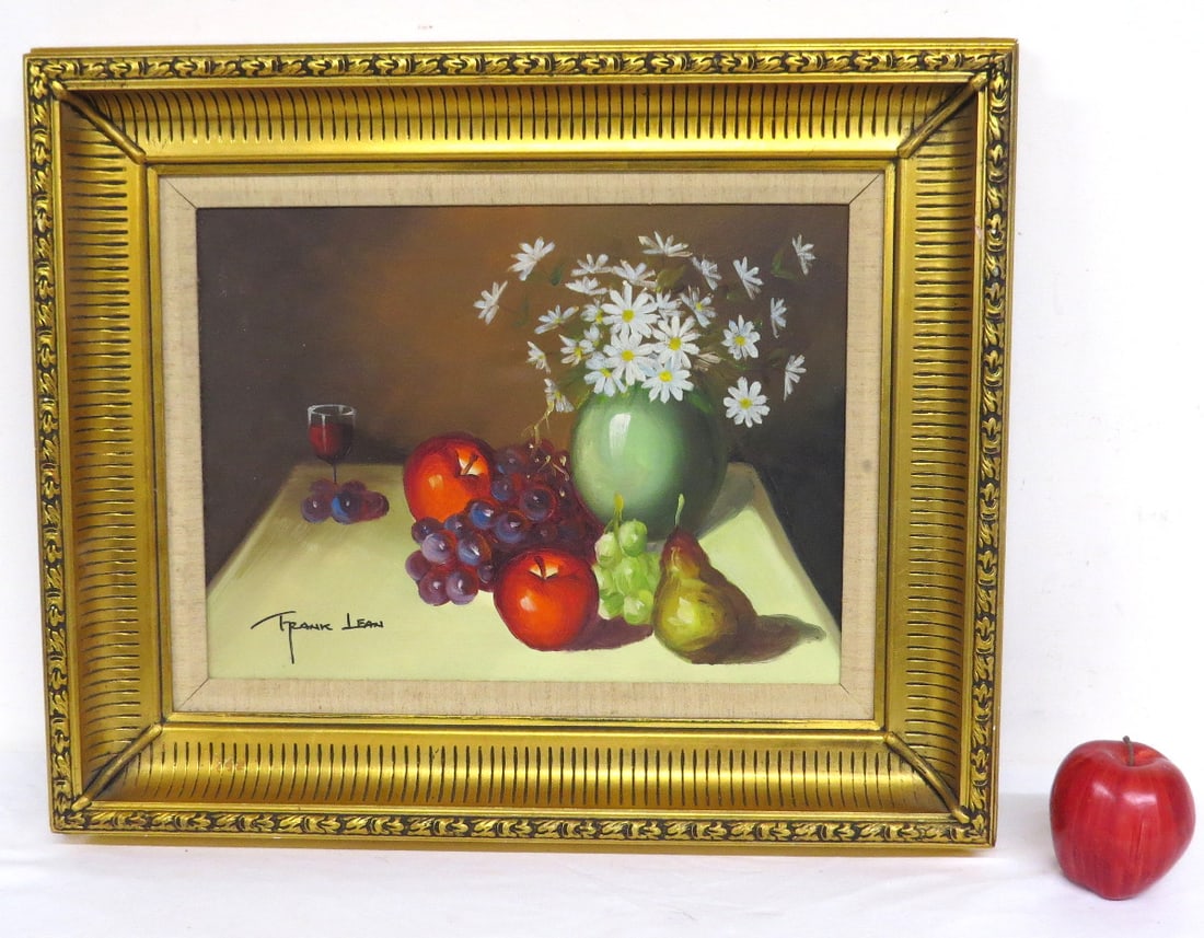 A MCM Era Framed O/C Still Life Signed Frank Lean: A MCM era framed o/c still life signed Frank Lean, measuring 23" by 19" framed