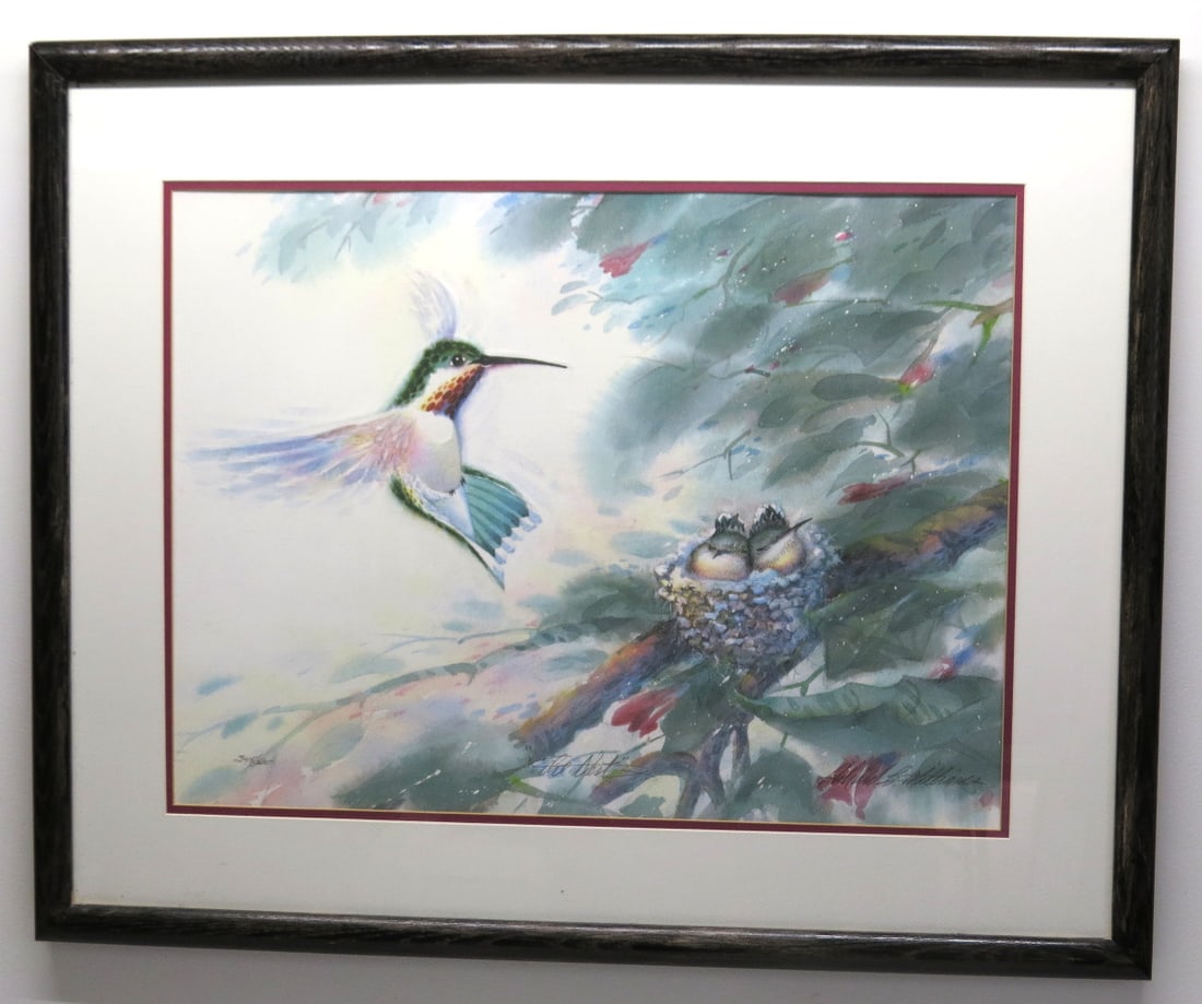 Richard E. Williams (1934-2016) American, Signed and Numbered Ornithological Serigraph, The Nest: A signed and numbered Serigraph by Richard E. Williams (American, 1934-2016) titled - The Nest, no. 345/500 measuring 31.75" x 25.75" in size. This lot was among recent donations to the Dutchess Count