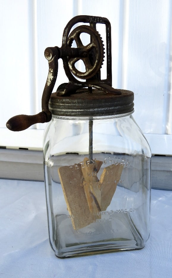 A Dazey Churn No. 40 with Wooden Paddles: Antique Dazey Churn No. 40, complete in good shape overall.