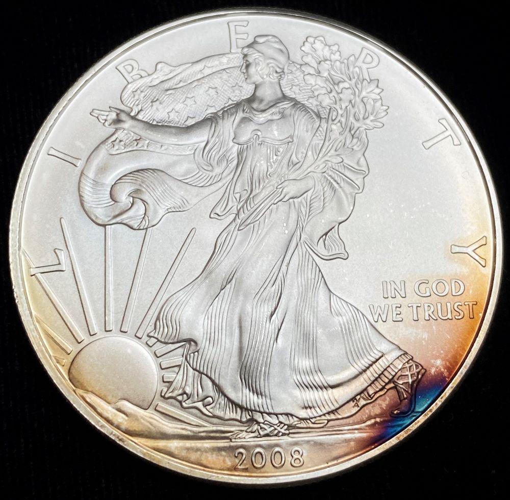Toned 2008 American Silver Eagle (1 of 2)