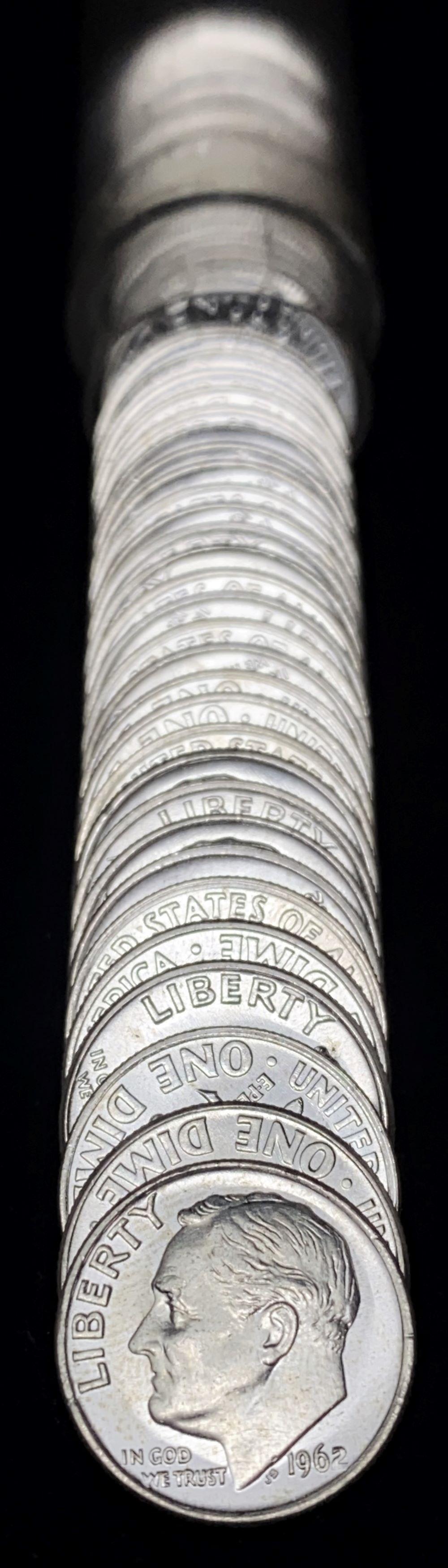 Roll (50-coins) MINT CONDITION! 1962 Roosevelt Dimes 90% Silver (1 of 4)