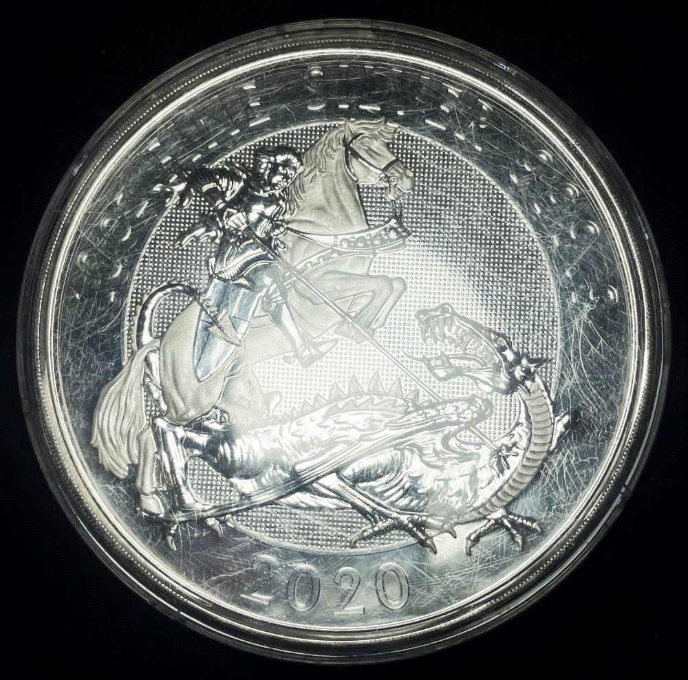 2020 Great Britain Valiant Dragon 10 ozt 999.9 Silver Round (1 of 3)