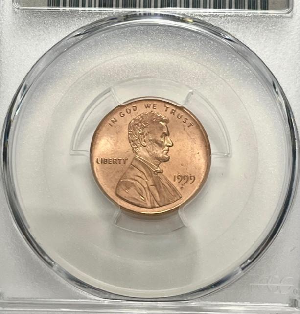 1999 Mint Error Lincoln Cent PCGS MS65RD Broadstruck (1 of 3)