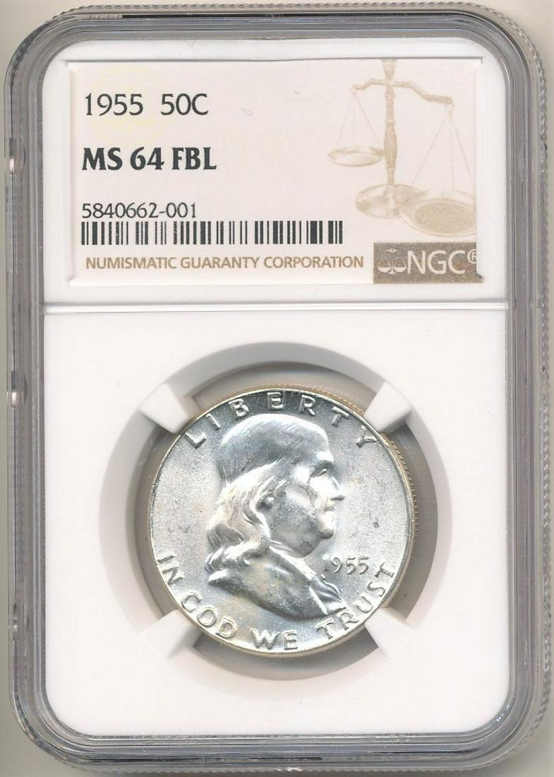 1955 Franklin Silver Half Dollar NGC MS64 FBL (1 of 2)