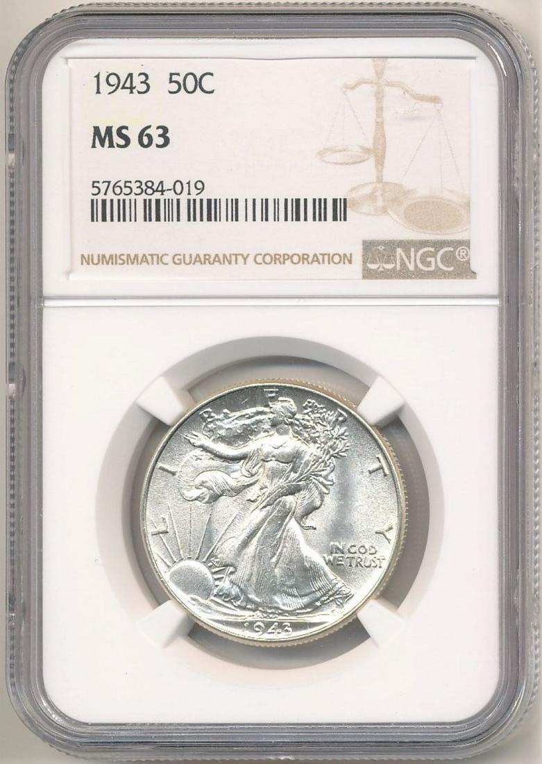 1943 Walking Liberty Silver Half Dollar NGC MS63 (1 of 2)