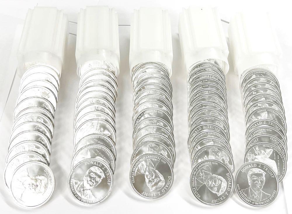 (100-coins) Donald K. Trump .999 Silver 1 ozt: Please allow 2-4 week for delivery. Winner shall receive (100) coins precisely resembling the coins shown here. (IB/UOBB)