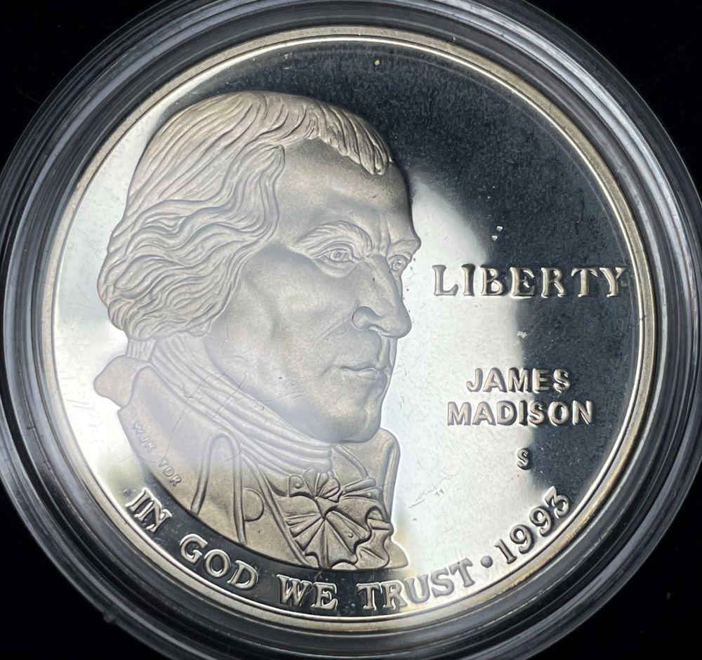 1993-S Bill of Rights U.S. Proof Silver Commemorative Dollar MS69: Winner shall receive the exact coin shown here. (JM/B)
