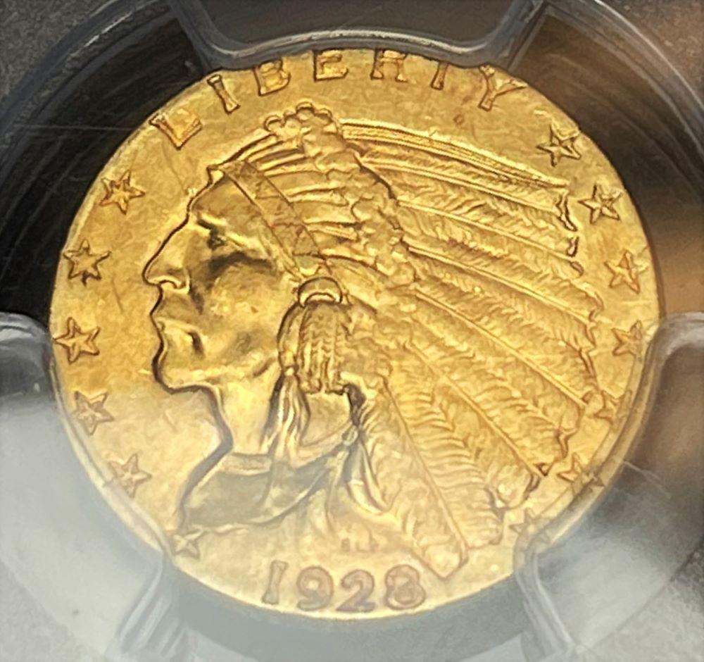 1928 Gold $2.50 Indian Head PCGS MS62 (1 of 4)