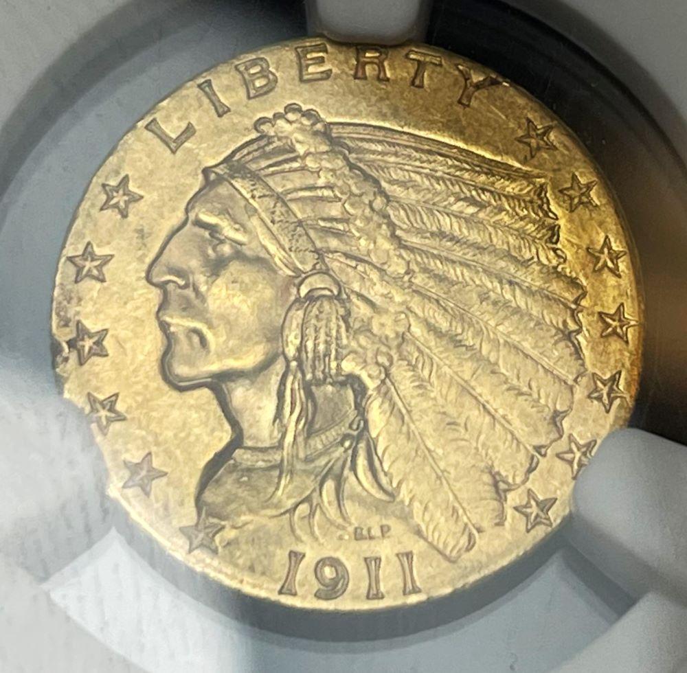 1911 Gold $2.50 Indian Head NGC MS62 (1 of 3)