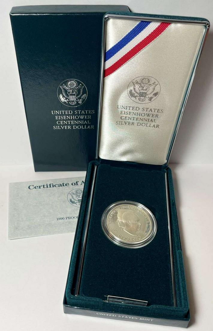 1990-P Eisenhower U.S. Proof Silver Commemorative Dollar (1 of 4)