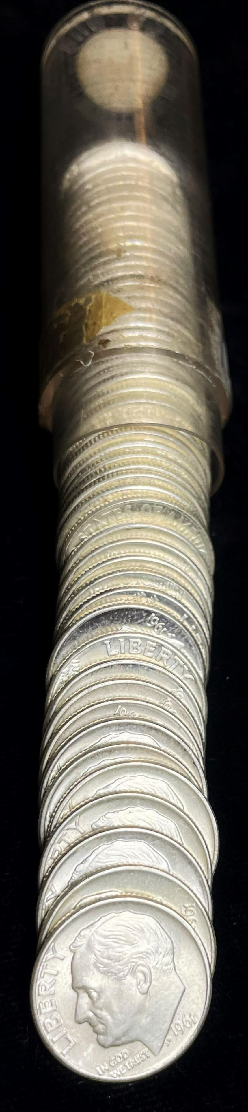 Roll (50-coins) 1961-D Original Mint Condition 90% Silver 10c (1 of 4)