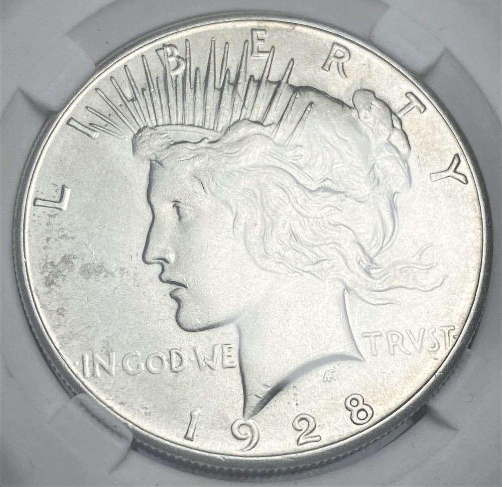 1928-S Peace Silver Dollar MS63+: Winner shall receive the exact coin shown here. (RR)