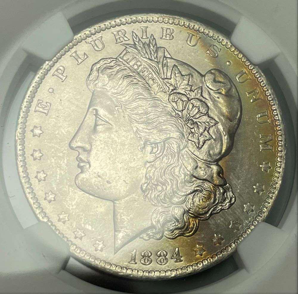 Monster Rainbow 1884-O Morgan Silver Dollar NGC MS64 (1 of 4)