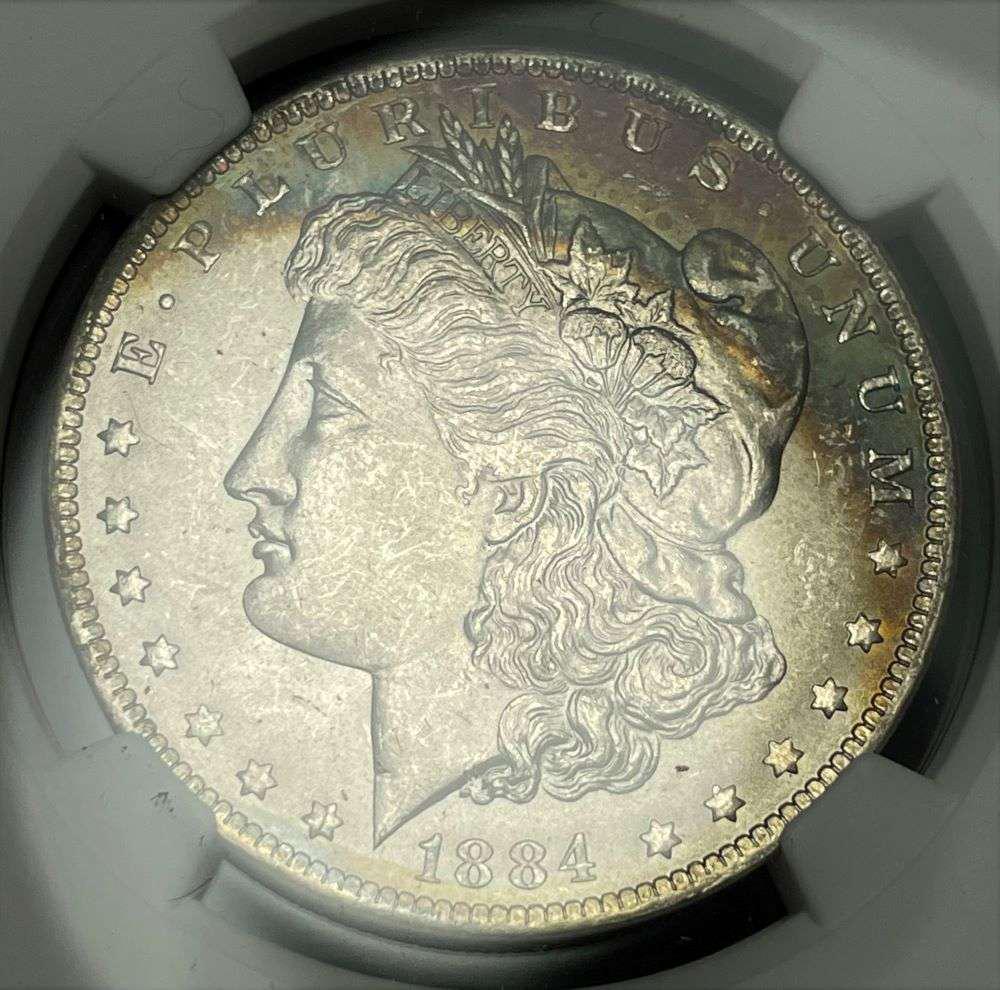 Monster Rainbow 1884-O Morgan Silver Dollar NGC MS64 (1 of 4)