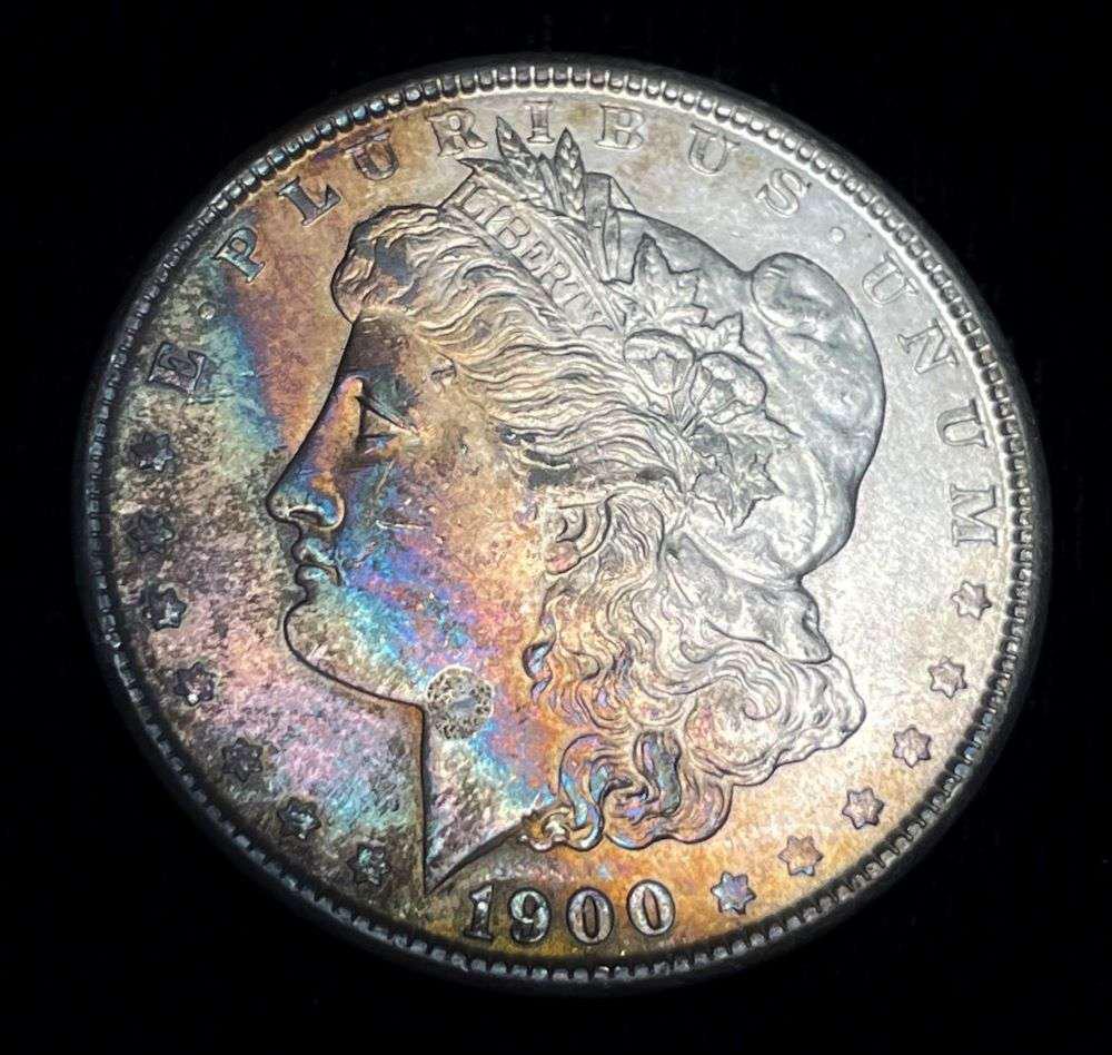Monster Rainbow Toning 1900 Morgan Silver Dollar MS64 (1 of 4)