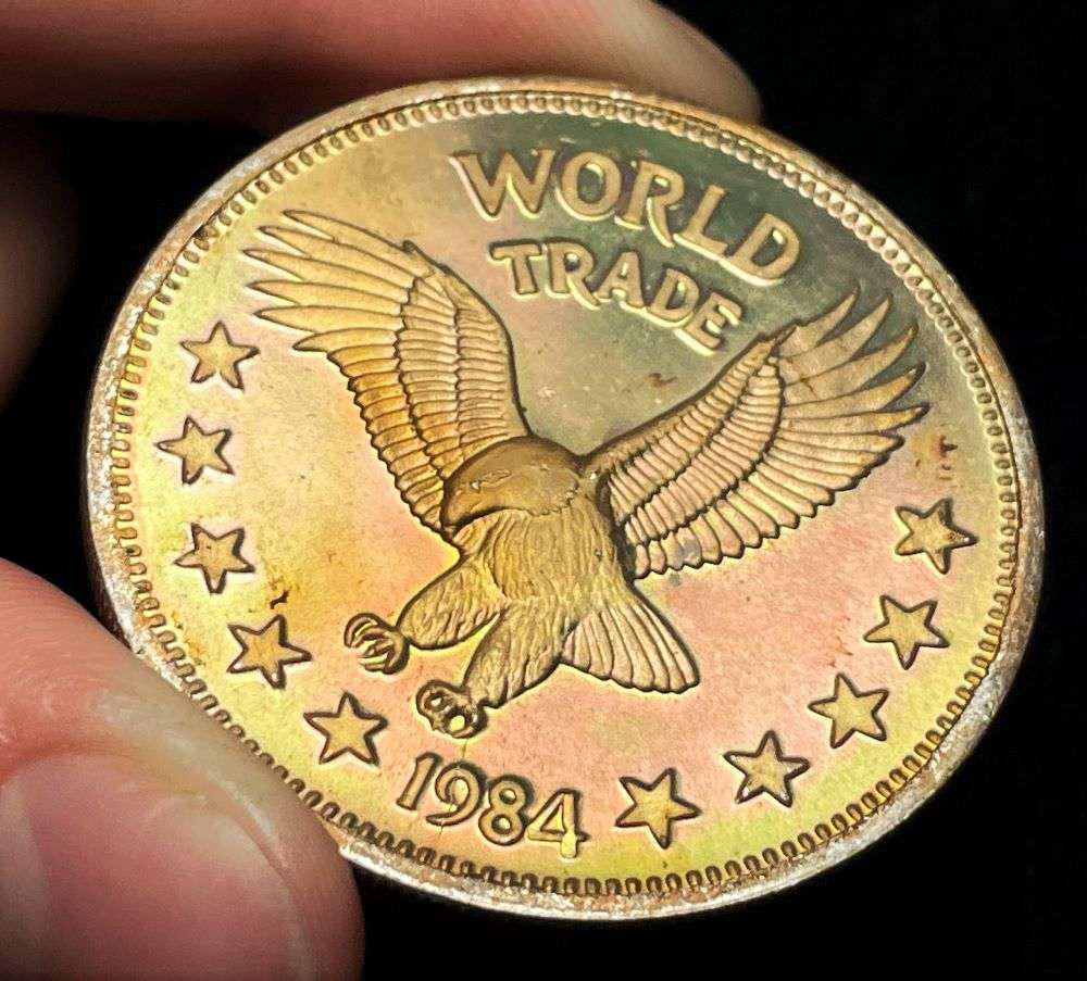 1984 World Trade Eagle One World Trade Unit 1 ozt .999 Silver: Winner shall receive the exact coin shown here. (JM/TVC=UP.RB)