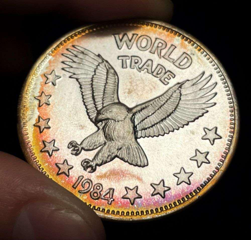 1984 World Trade Eagle One World Trade Unit 1 ozt .999 Silver: Winner shall receive the exact coin shown here. (JM/TVC=UP.RB)