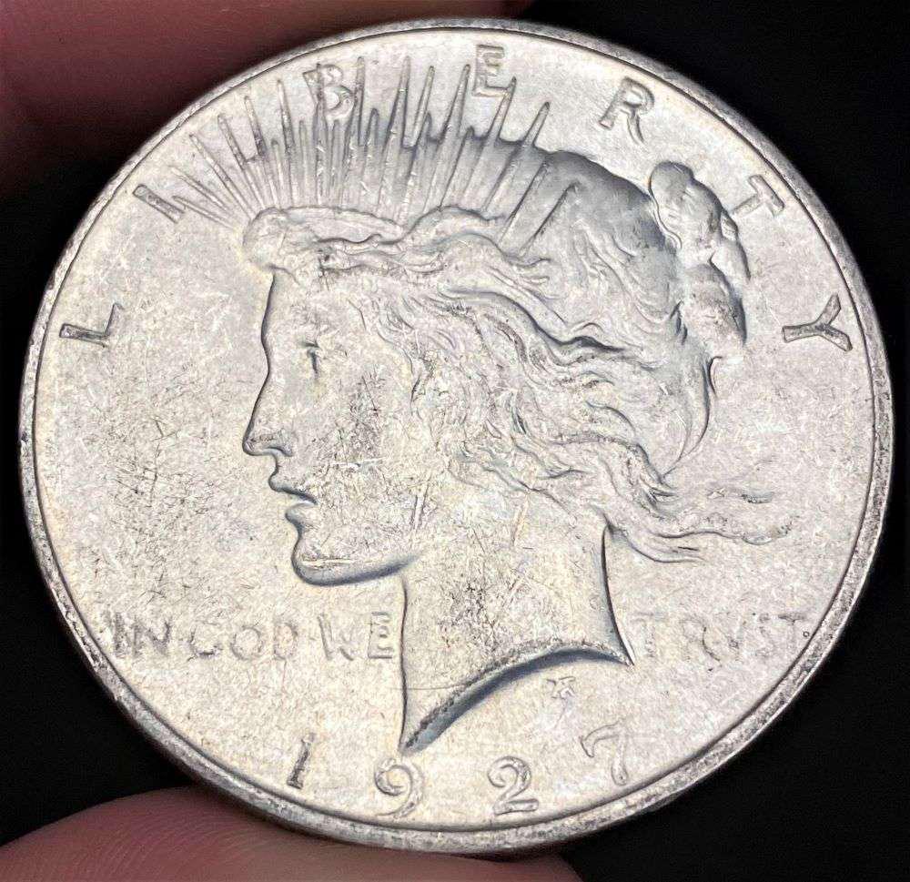 1927-D Peace Silver Dollar MS64: Winner shall receive the exact coin shown here. (RR)