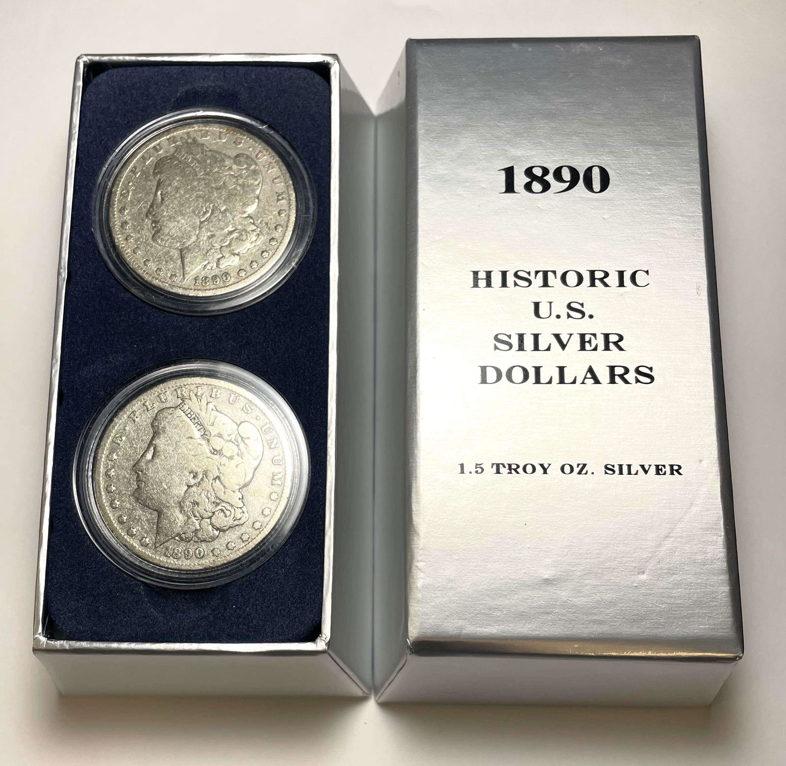 1890-O Morgan Silver Dollar Set (2-coins): Winner shall receive the exact (2-coin) set shown here. (JL)