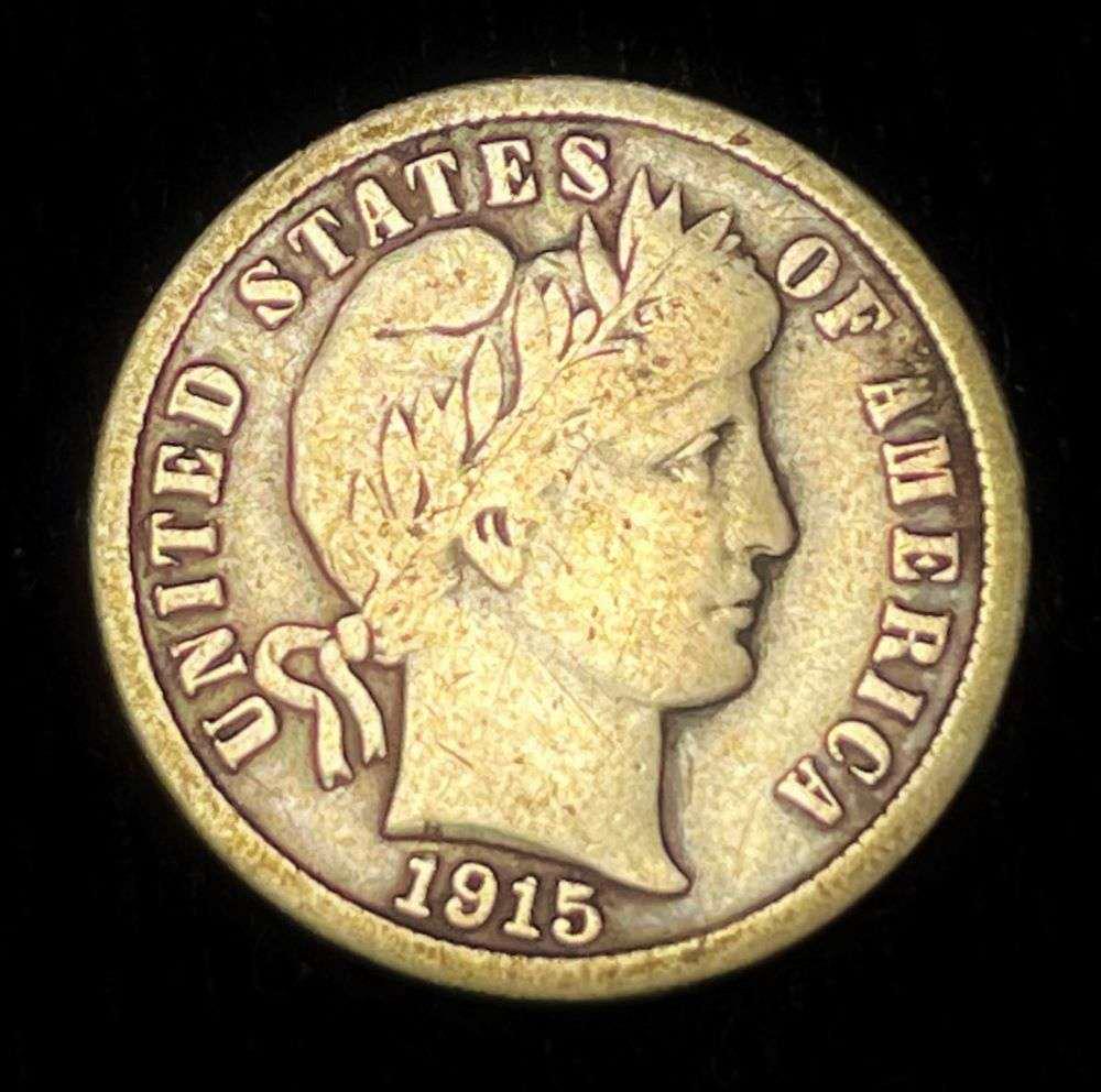 1915-S Barber Silver Dime Fine (1 of 2)