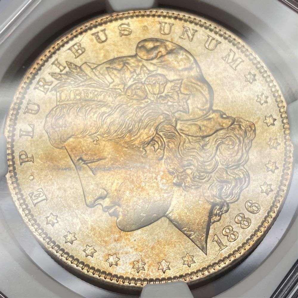 Monster Color 1886 Morgan Silver Dollar NGC MS63 (1 of 5)