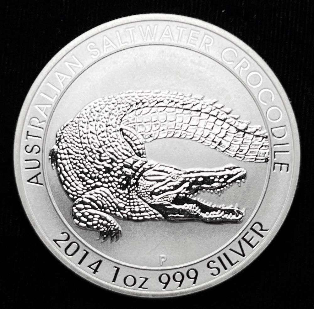 2014-P Australia Saltwater Crocodile 1 ozt .999 Silver Dollar: Winner shall receive the exact coin shown here. (EP/B)